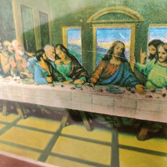 Vtg 1980 Scafa Tornabene The Last Supper Art Painted In England Religious Plaque - Picture 14 of 16